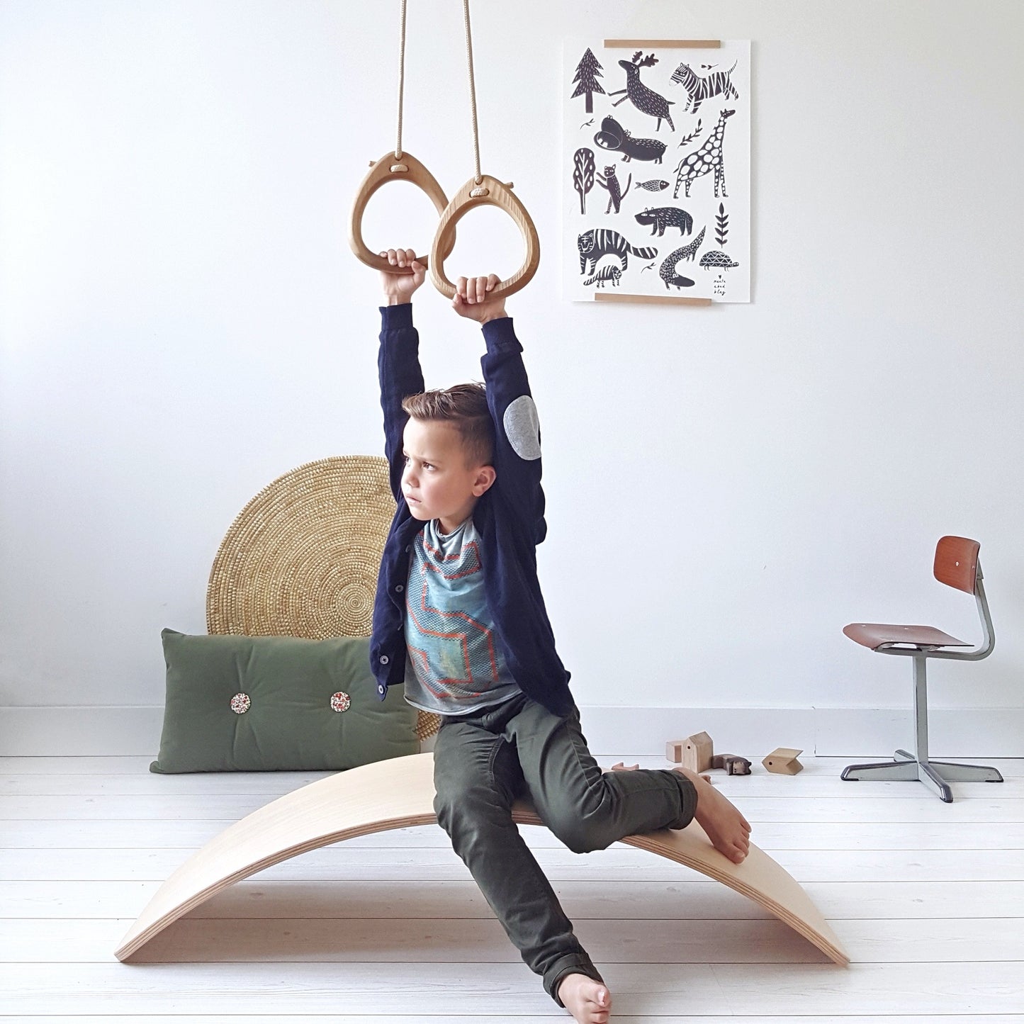 Lillagunga Wooden Indoor Gymnastic Rings - Oak