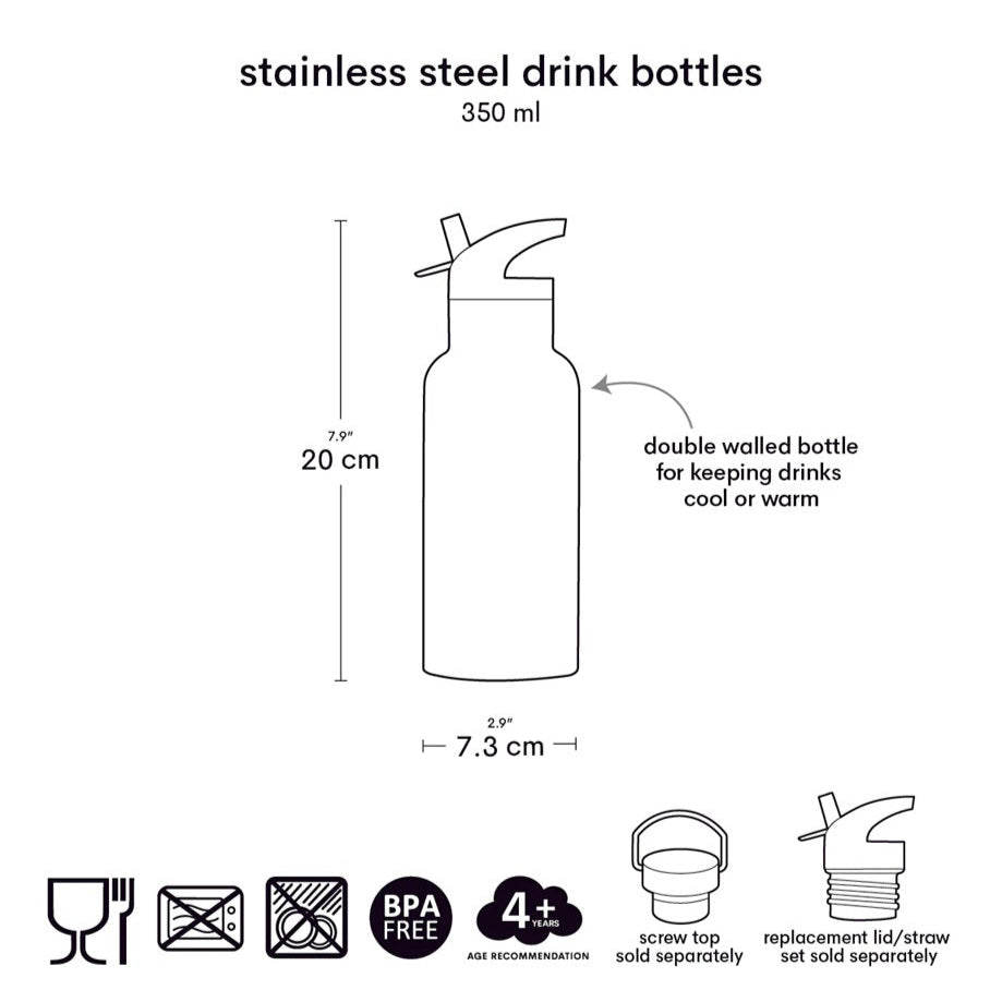 A Little Lovely Company Stainless Steel Drinks Bottle - 350ml - Blossom Pink