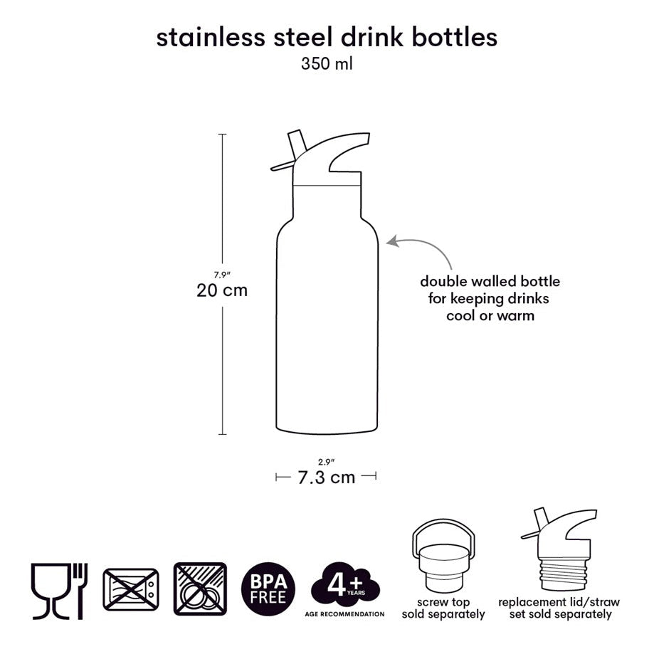 A Little Lovely Company Stainless Steel Drinks Bottle - 350ml - Rainbows