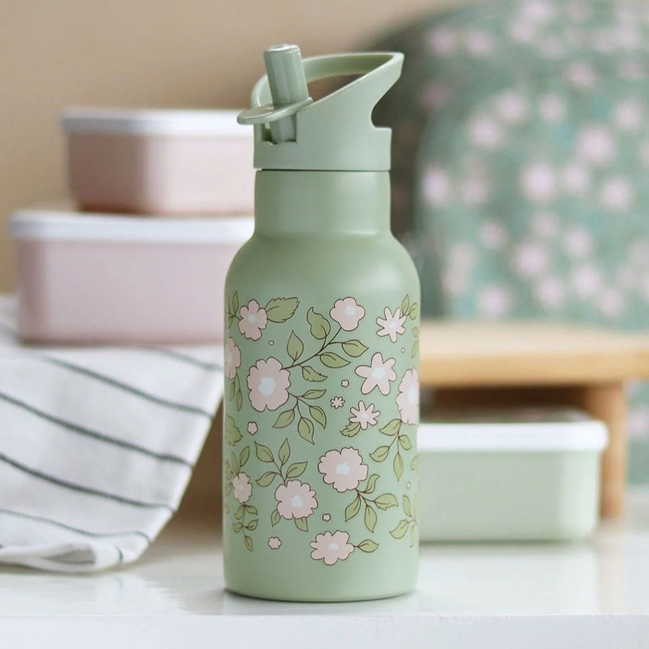 A Little Lovely Company Stainless Steel Drinks Bottle - 350ml - Blossom Sage