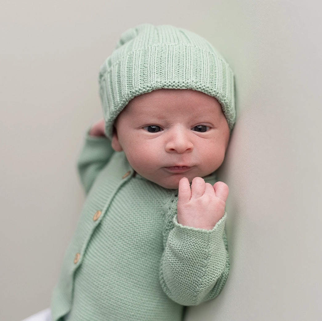 Micu Micu Organic Newborn Baby Hat - Soft Green