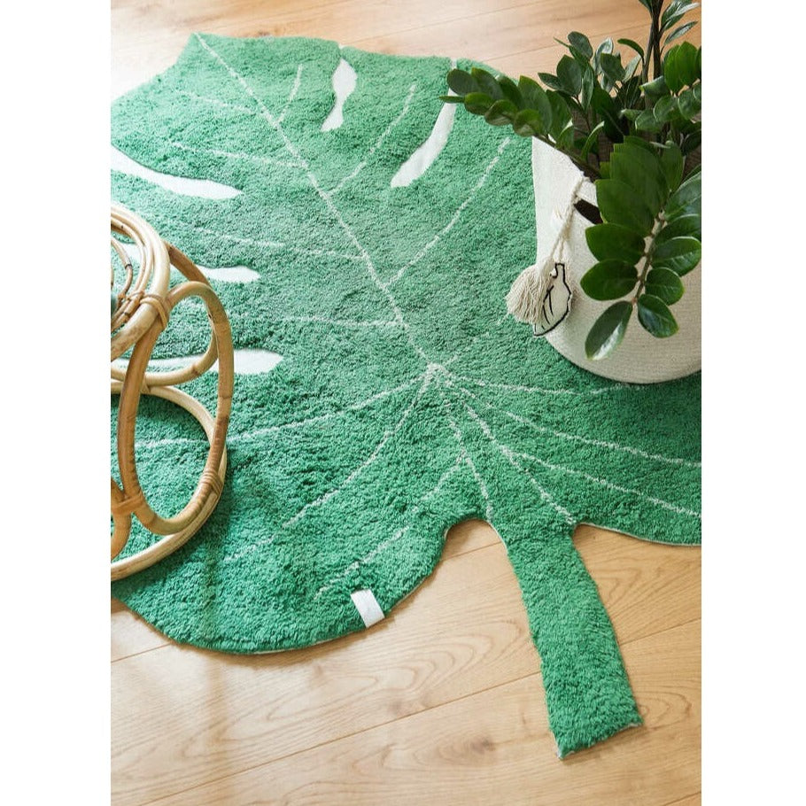 Lorena Canals Washable Rug - Green Monstera Leaf