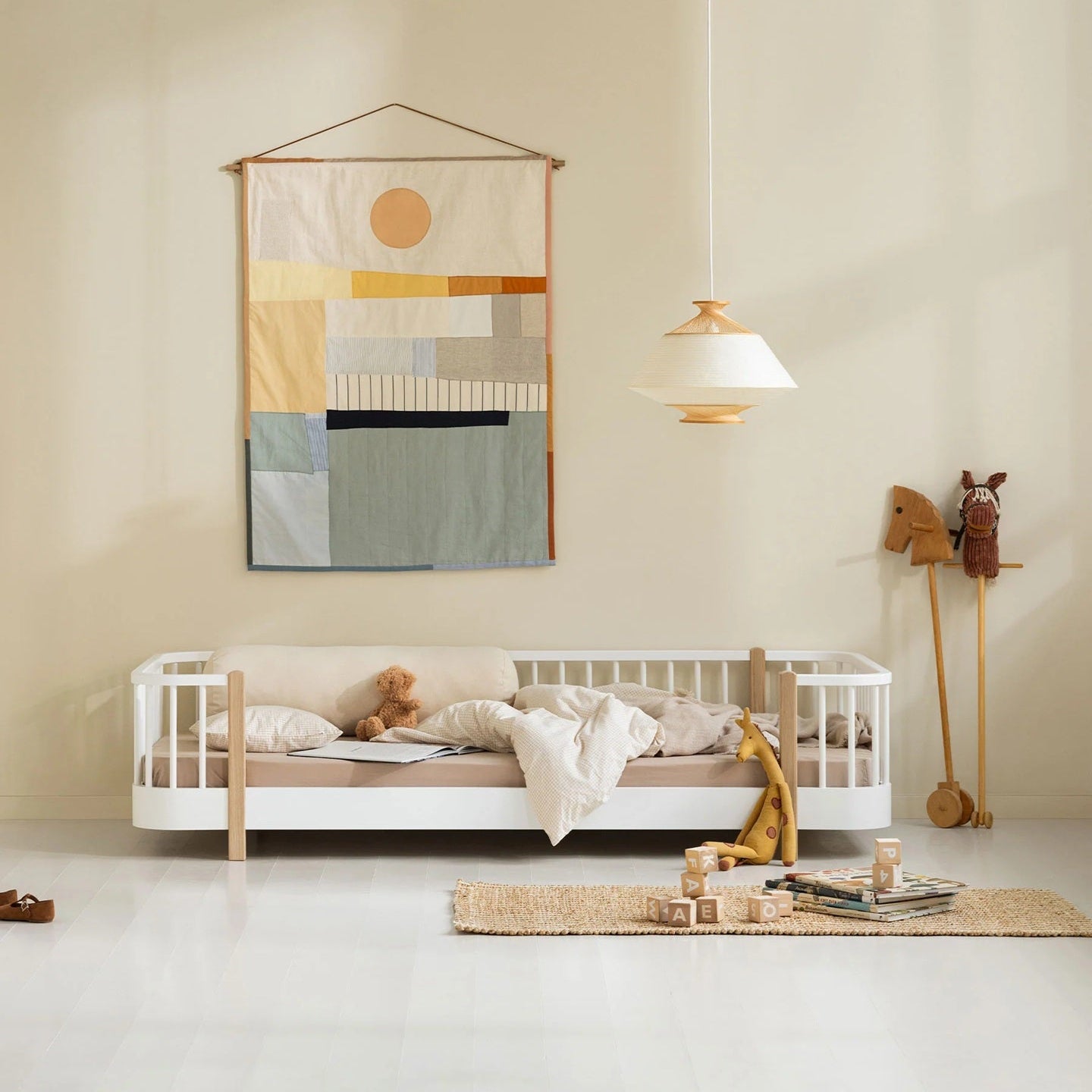 Oliver Furniture Wood Original Floor Bed - White/Oak