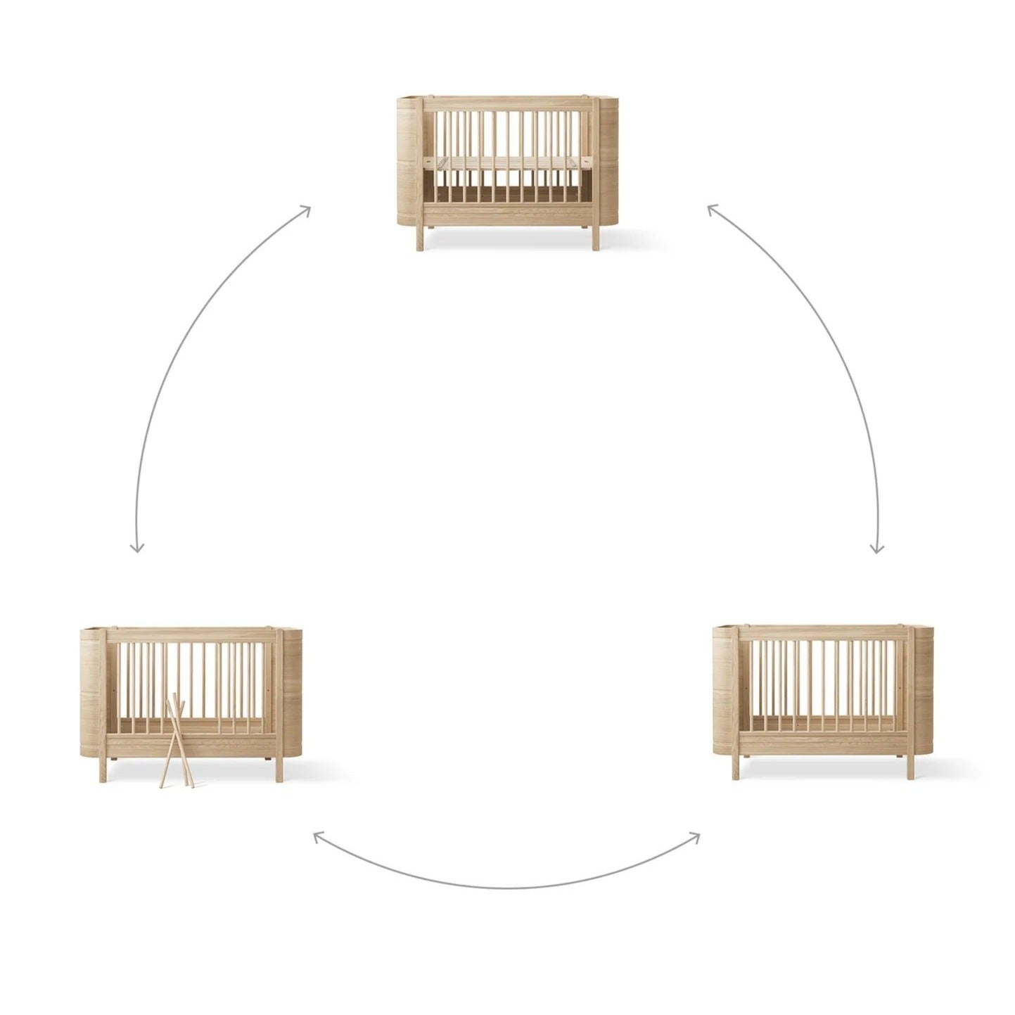 Oliver Furniture Wood Mini+ Cot Bed Excl. Junior Kit - Oak