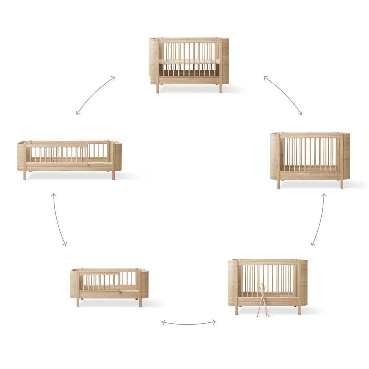 Oliver Furniture Wood Mini+ Cot Bed Incl. Junior Kit - Oak