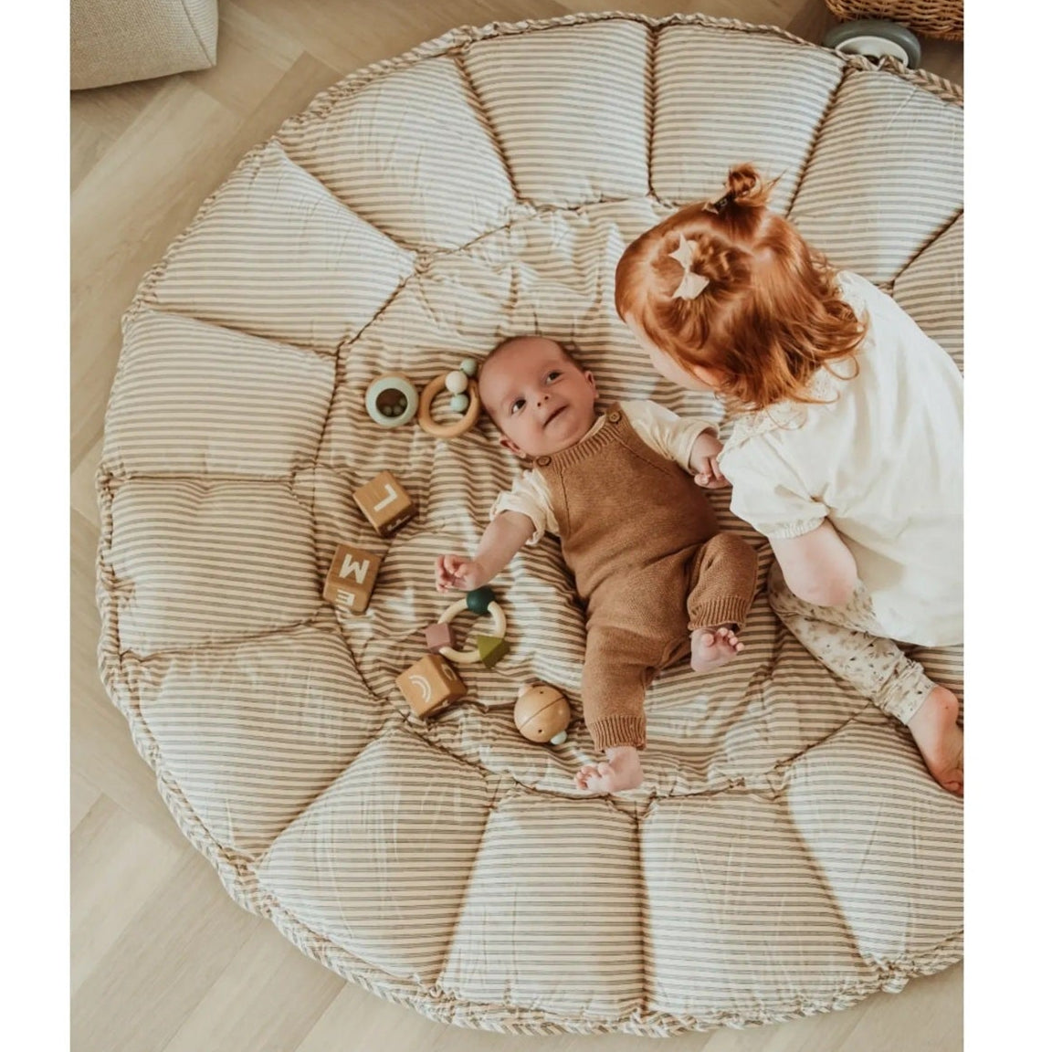 Play & Go Coco Organic Baby Playmat & Cocoon - Blue Stripes