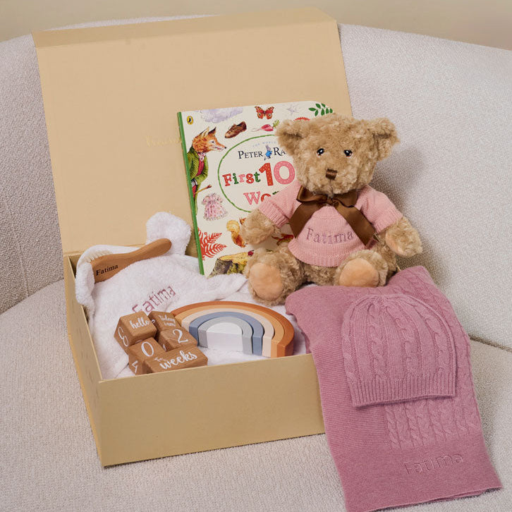 Luxury Rosewood Cashmere Personalised Baby Gift Set by The Baby Gifting Co.