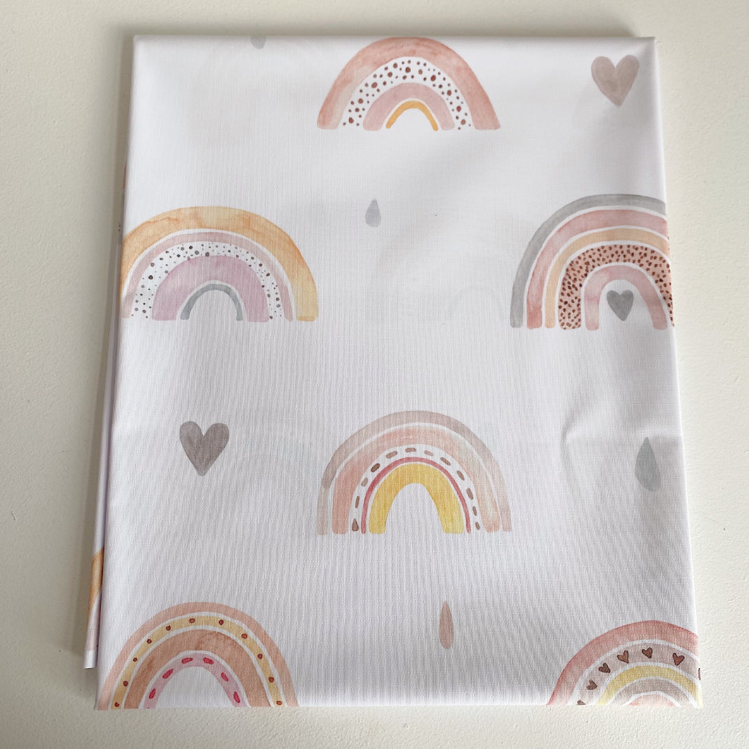 Bobbin & Bumble Highchair Splash Mat - Beau Pink Rainbow Print