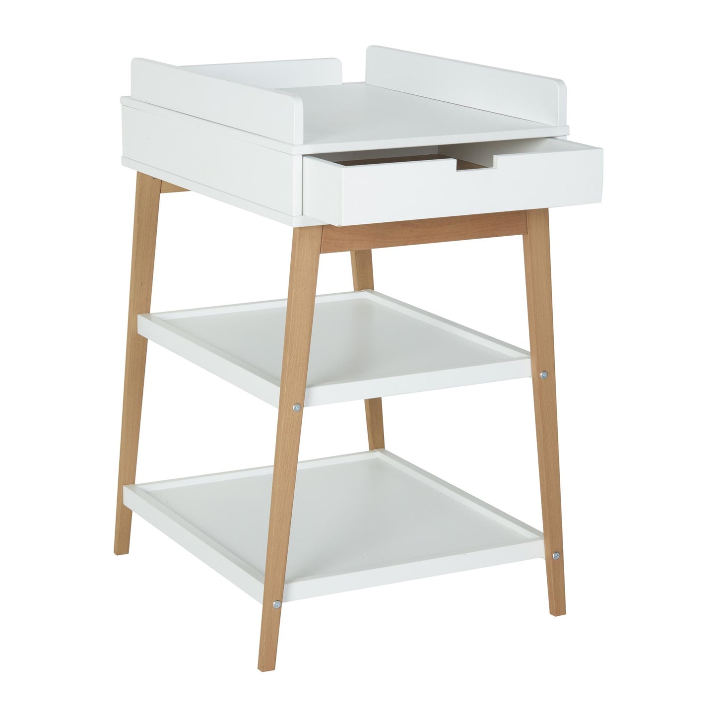 Quax Hip Changing Table with Drawer - White/Natural