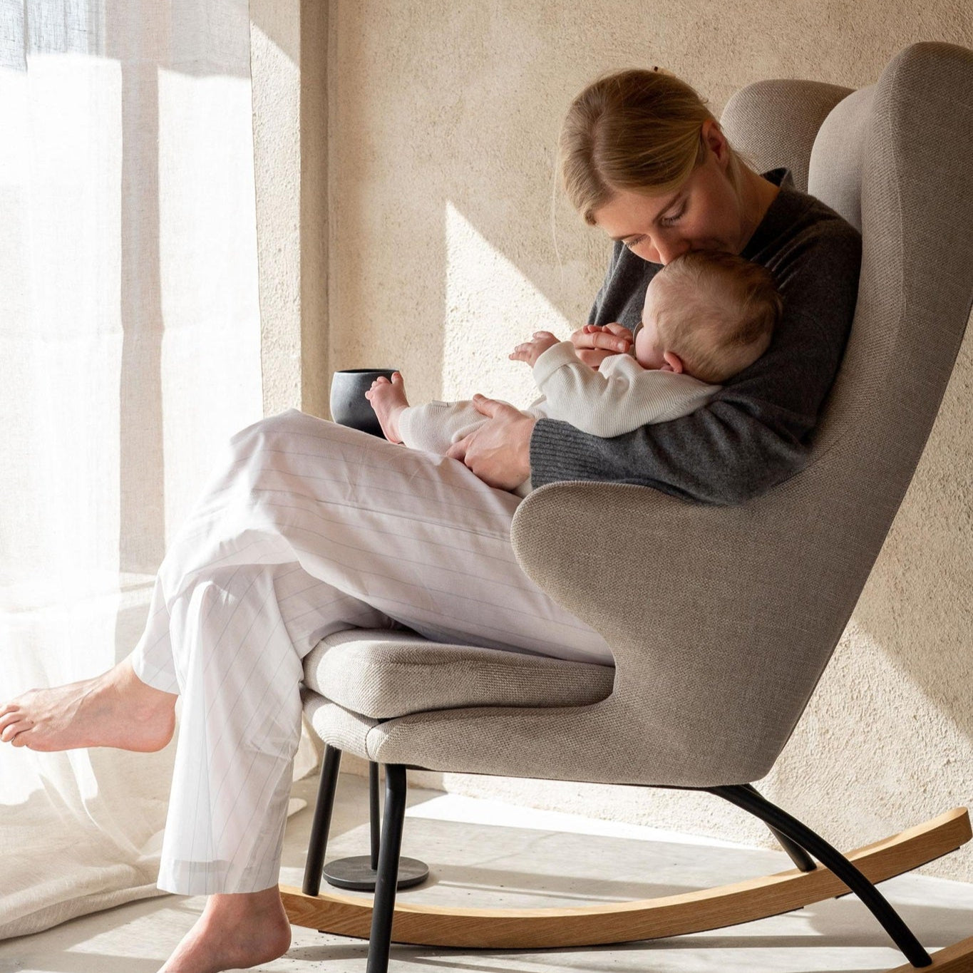 Quax De Luxe Adult Rocking Nursing Chair - Clay