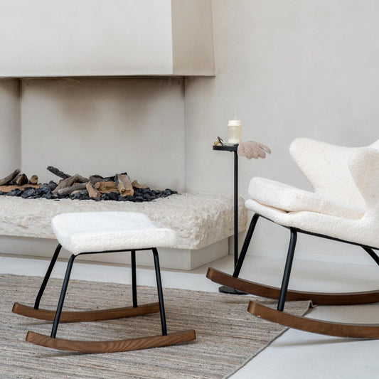 Quax Hocker Rocker Rocking Footstool - De Luxe - Teddy/Cream