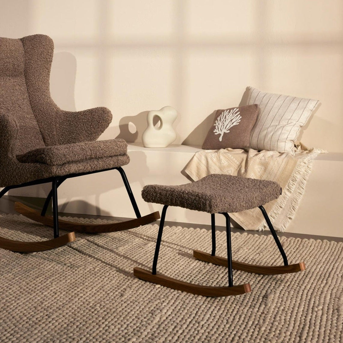 Quax Hocker Rocker Rocking Footstool - De Luxe - Teddy/Bison