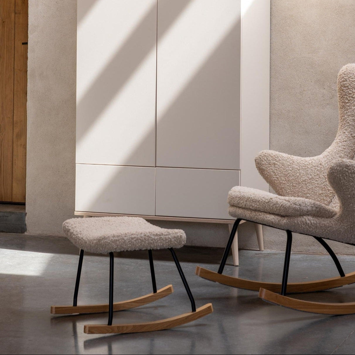 Quax Hocker Rocker Rocking Footstool - De Luxe - Teddy/Sheep