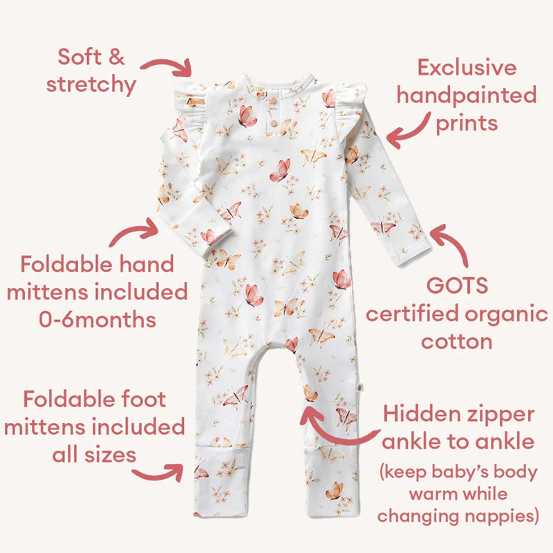 Snuggle Hunny Organic Baby Growsuit - Butterflies