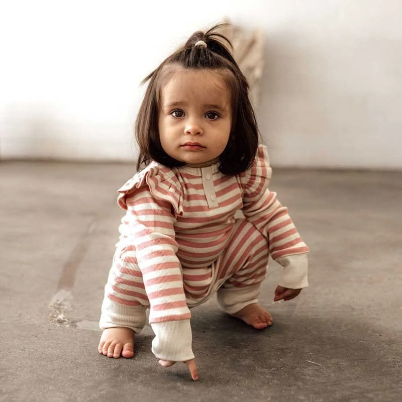 Snuggle Hunny Organic Baby Growsuit - Rose Stripe