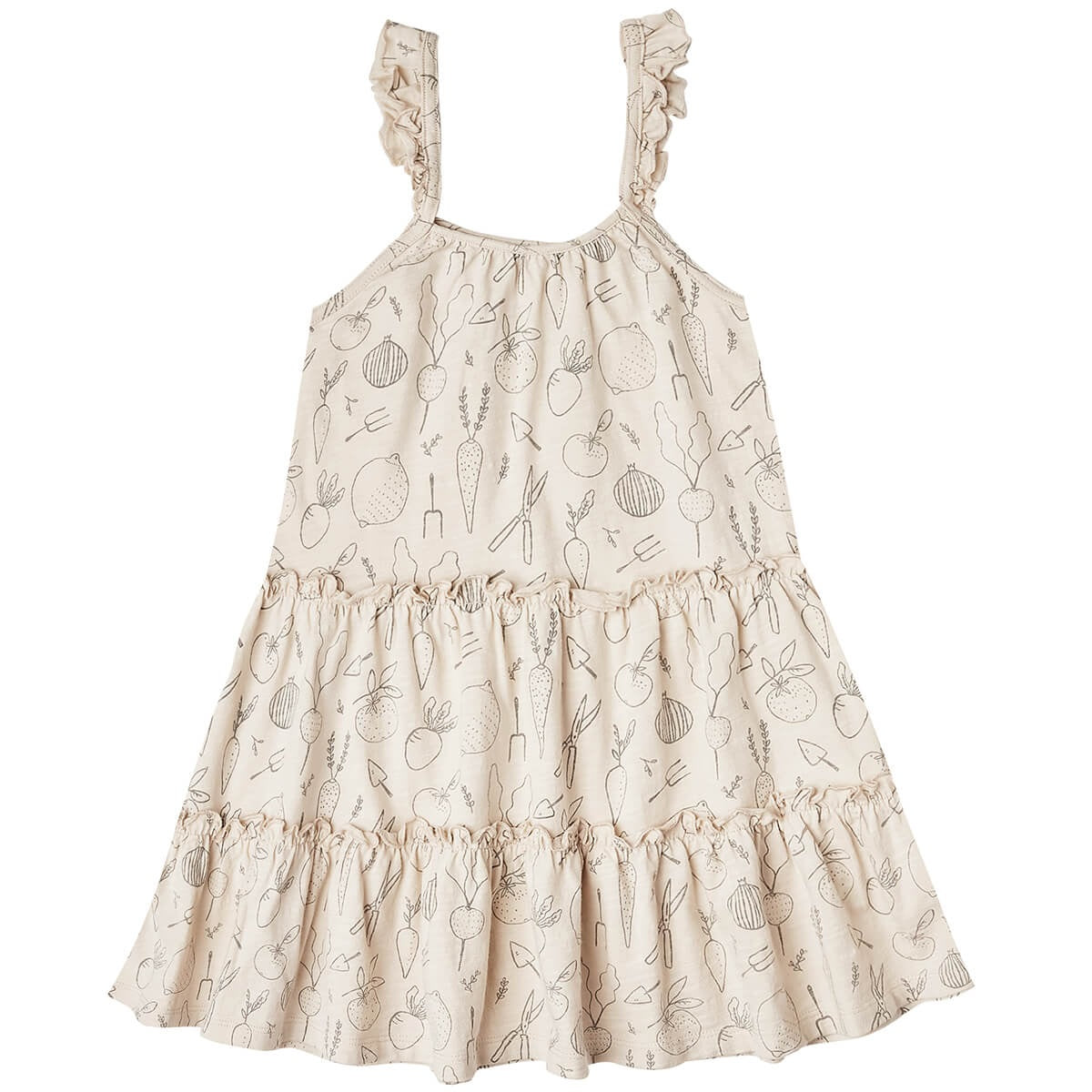 Rylee + Cru Vegetable Garden Children's Tiered Dress - Natural