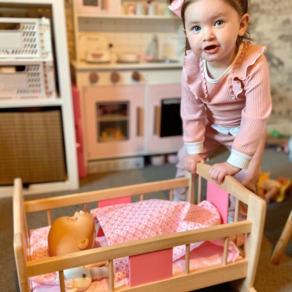 Tidlo Wooden Dolls Rocking Cradle