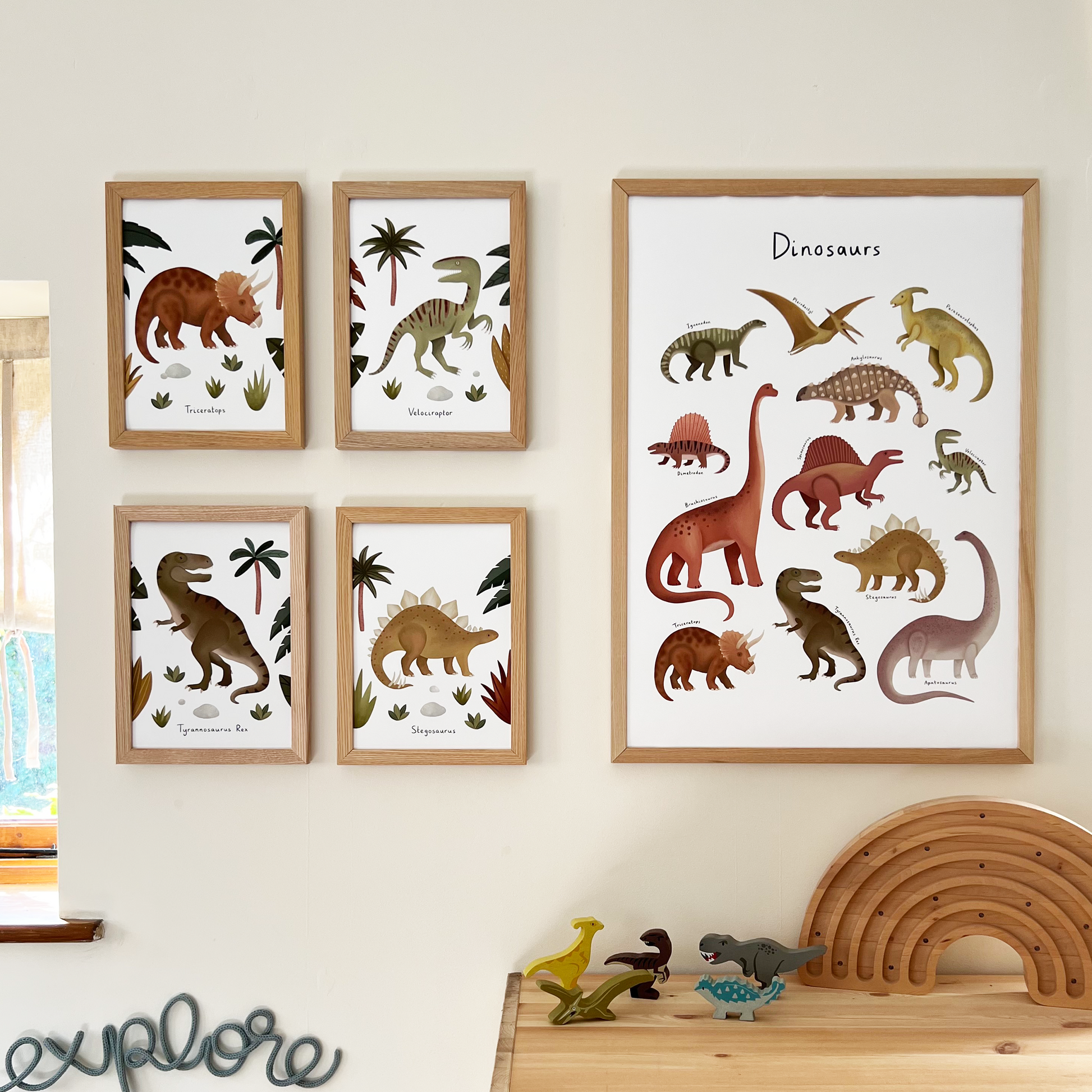 Dinosaur Chart Art Print in White by Kid of the Village (6 Sizes Available)