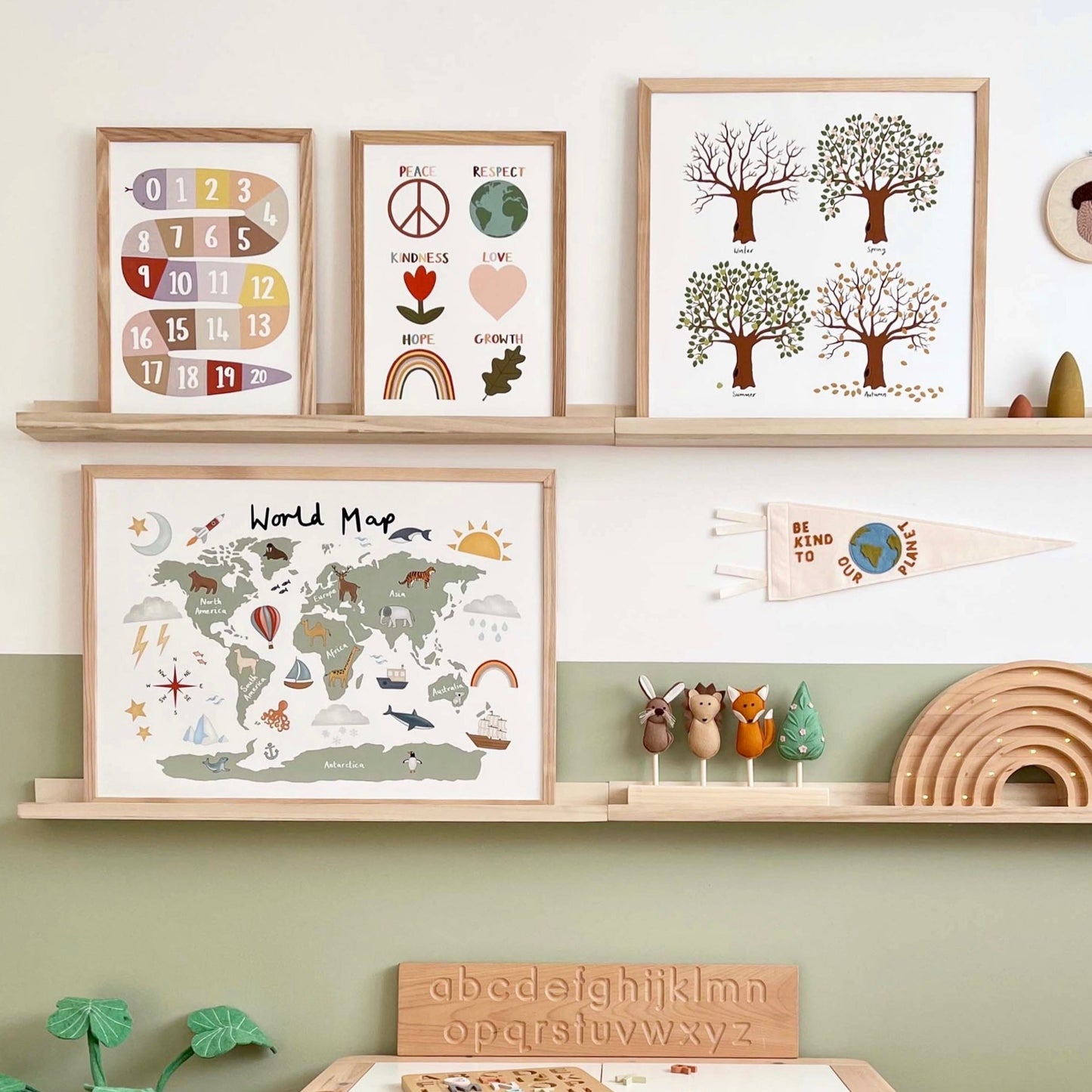 World Map Art Print In White by Kid of the Village (6 Sizes Available)