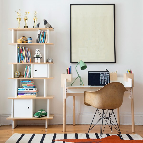 Oeuf NYC Brooklyn Height Adjustable Desk - White & Birch