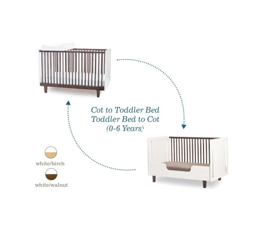 Oeuf NYC Rhea Cot Bed - White & Walnut