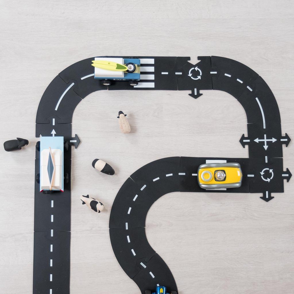 Waytoplay Rubber Toy Car Track Set - Highway - 24 Pieces