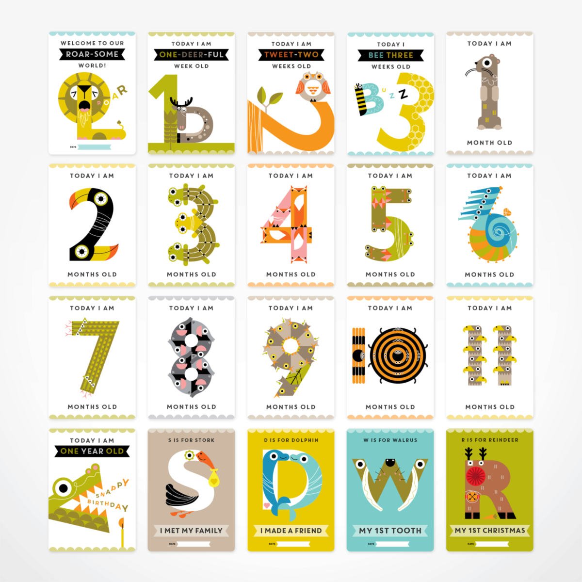 The Animal Baby Milestone Cards By The Jam Tart