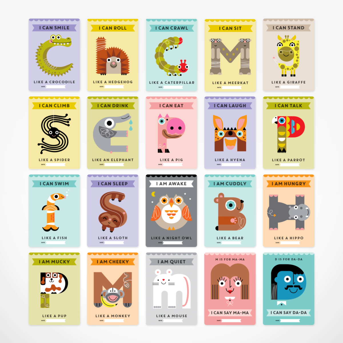 The Animal Baby Milestone Cards By The Jam Tart