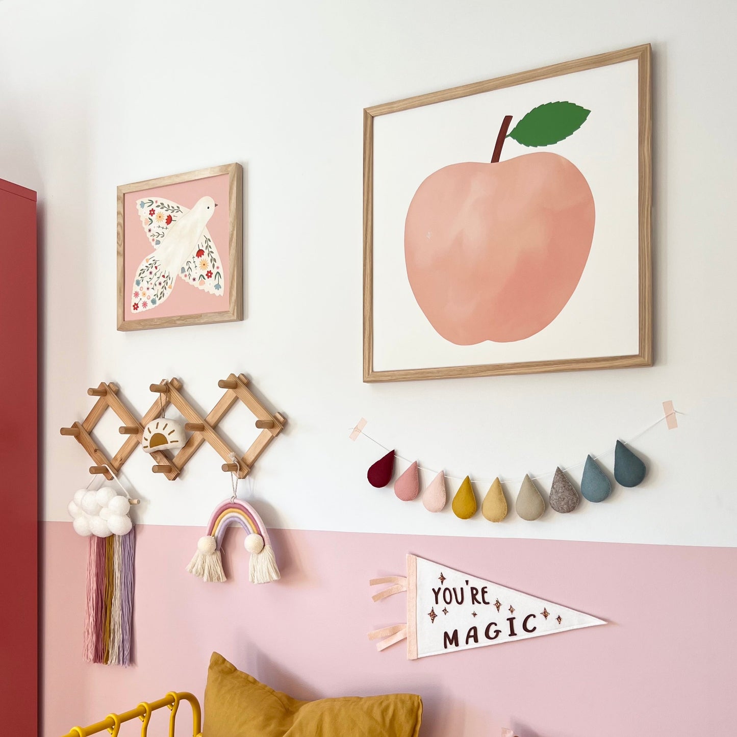 Pink Apple Art Print by Kid of the Village (2 Sizes Available)
