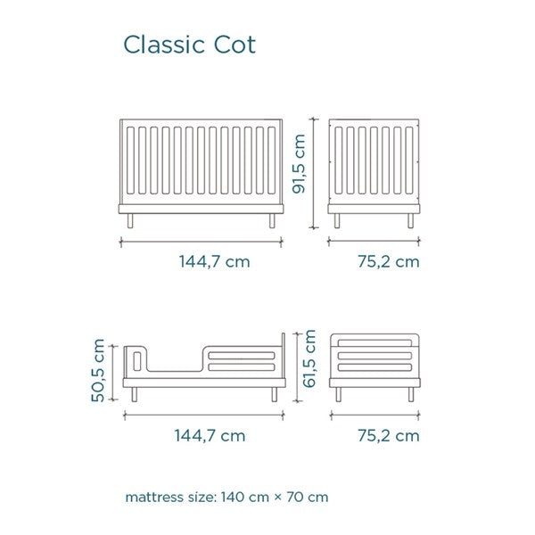 Oeuf NYC Classic Cot Bed - White & Walnut