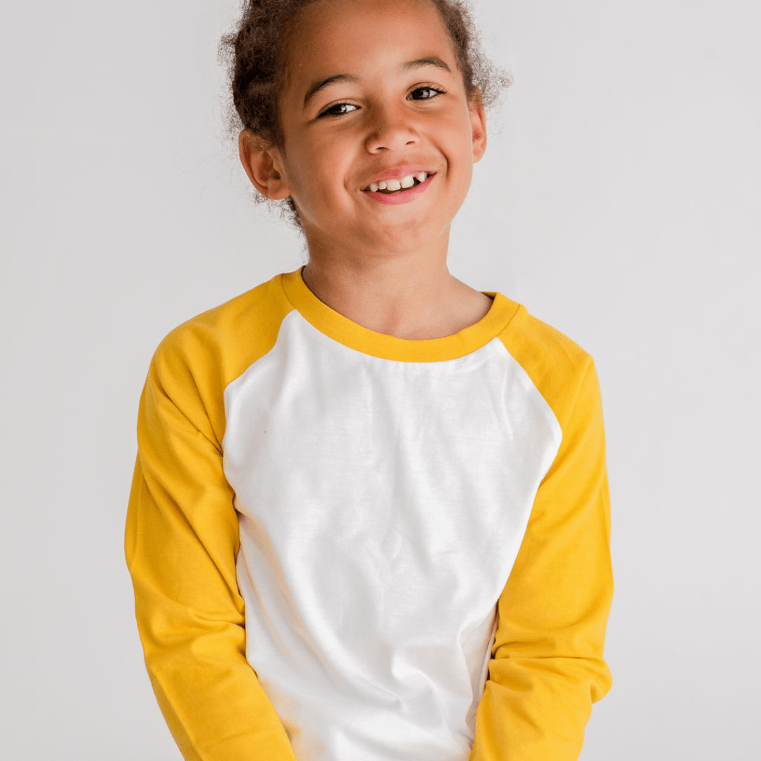 Dotty Dungarees Baseball Tee - Ochre