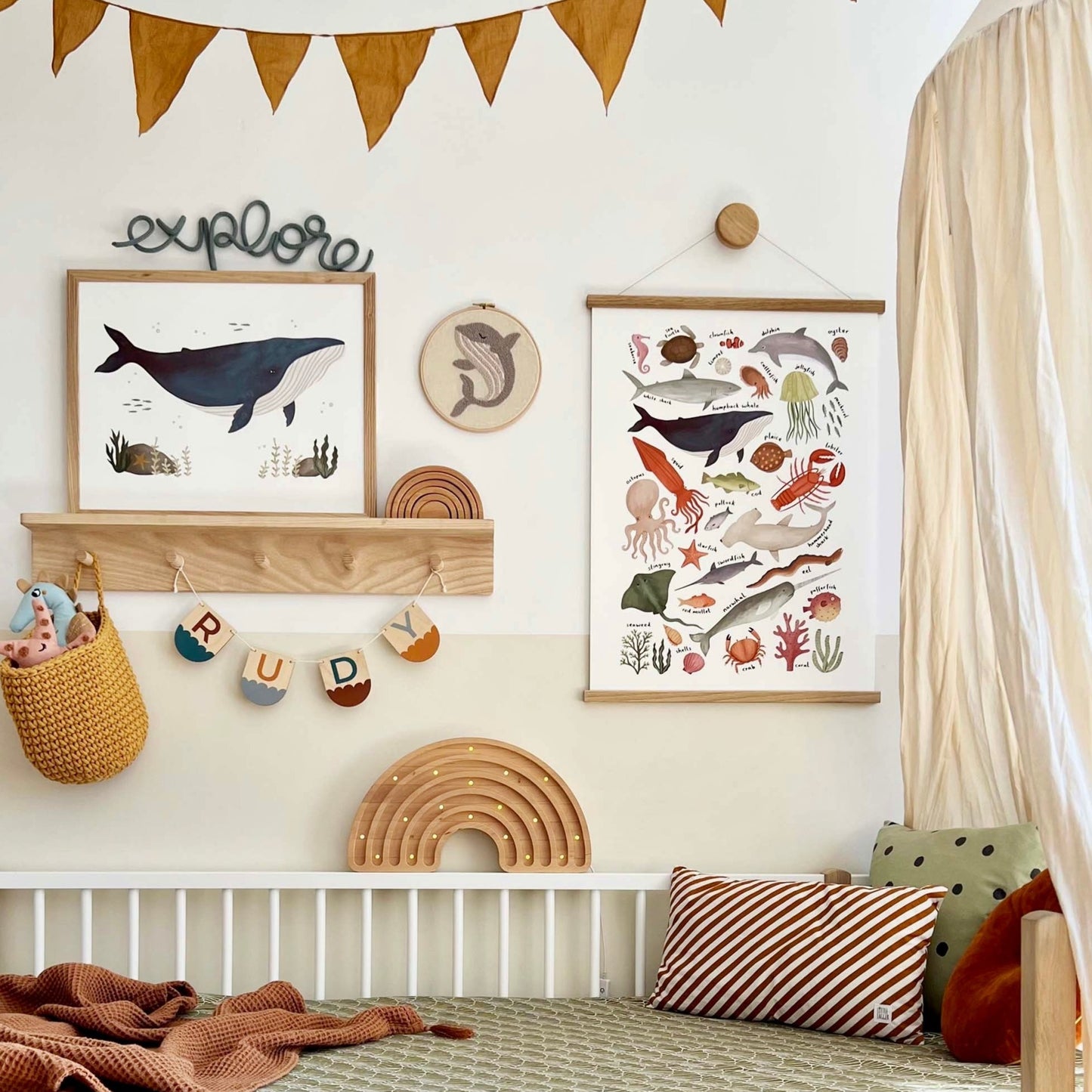 Ocean Life Chart Art Print by Kid of the Village (6 Sizes Available)