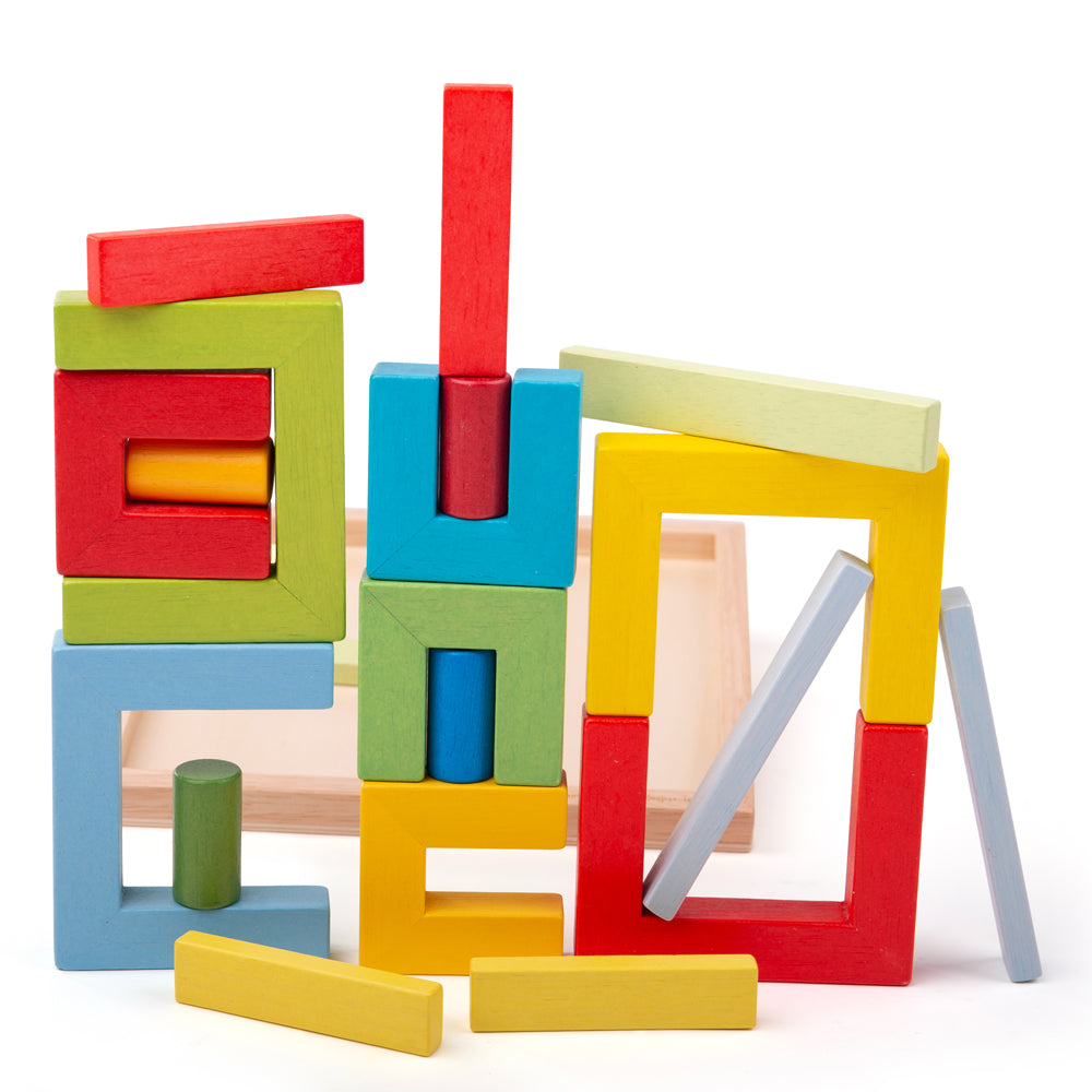 Bigjigs Wooden Doorways, Cylinders and Planks Set