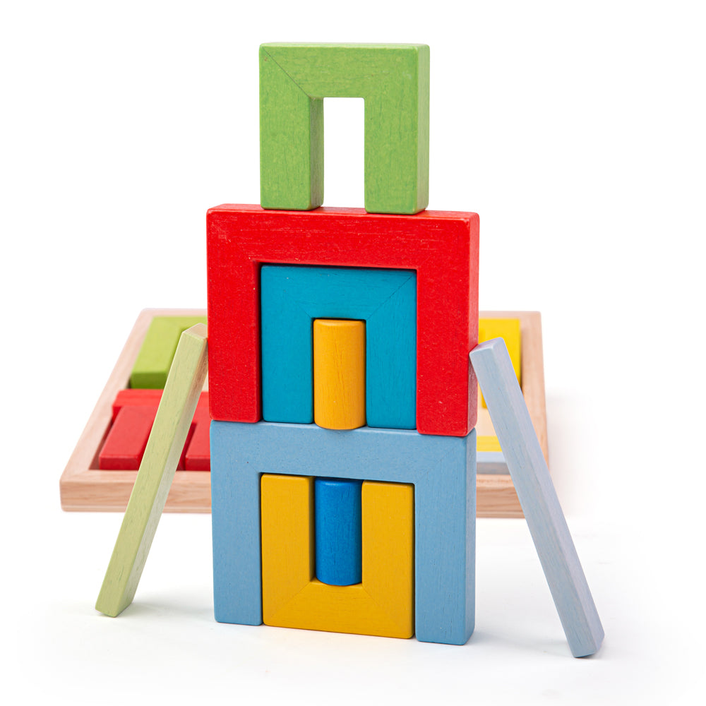 Bigjigs Wooden Doorways, Cylinders and Planks Set