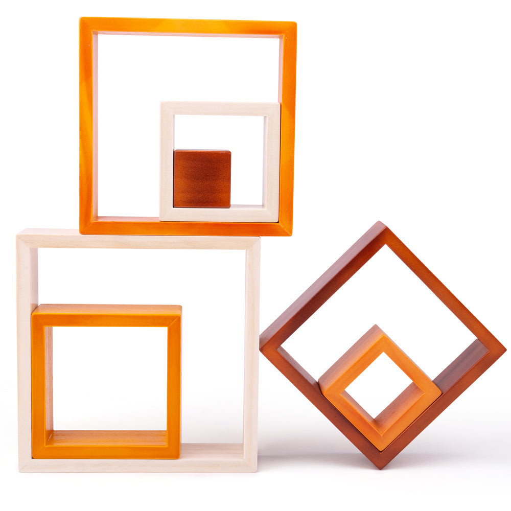 Bigjigs Wooden Stacking Squares - Orange