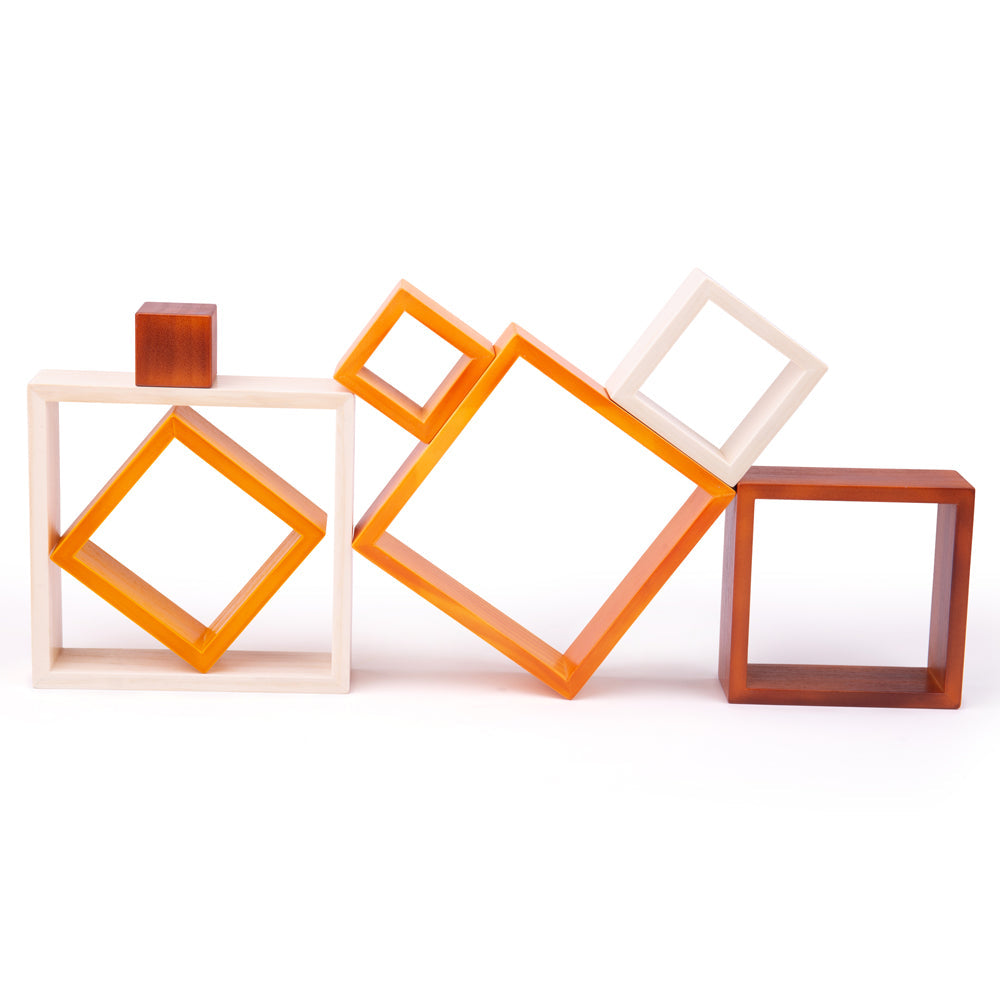 Bigjigs Wooden Stacking Squares - Orange