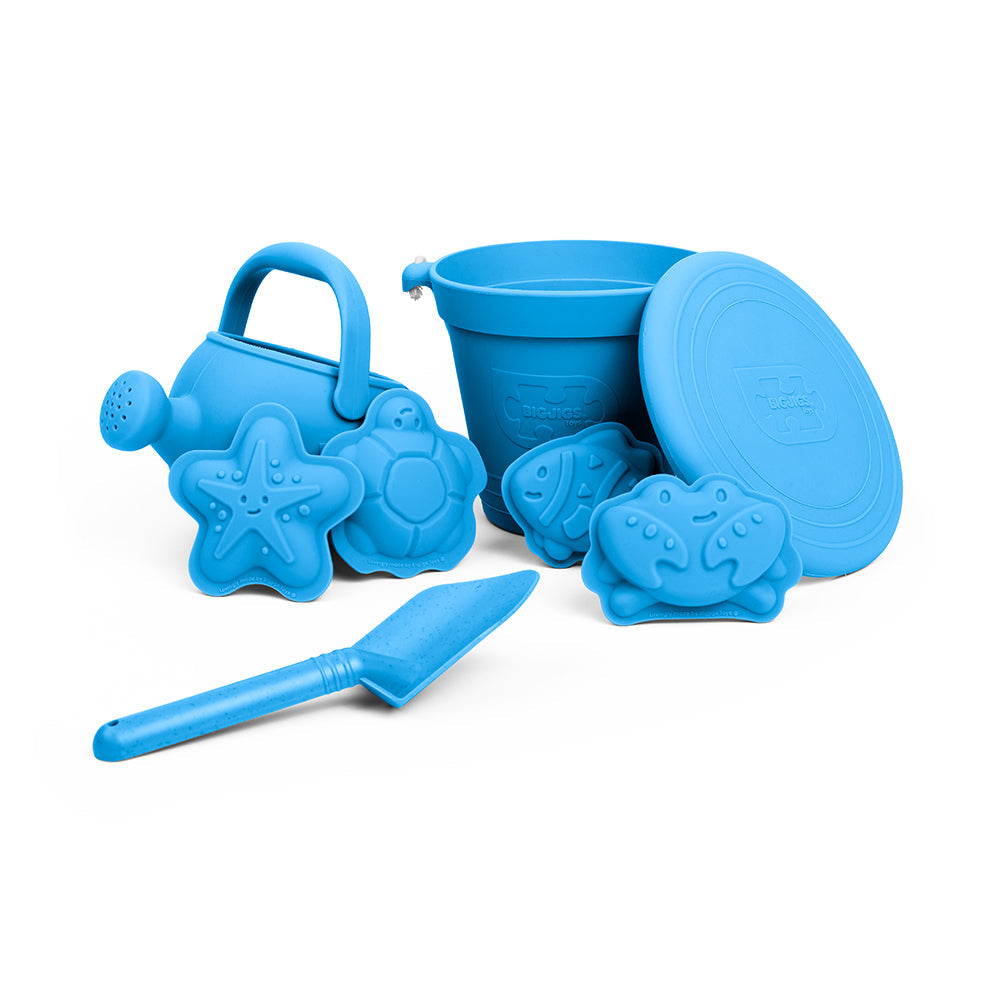 Bigjigs Silicone Beach Toys Bundle - Blue
