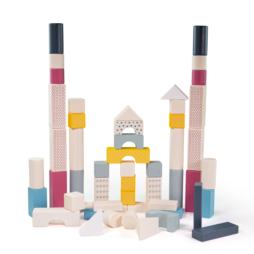Bigjigs Drum of 50 Wooden Building Blocks