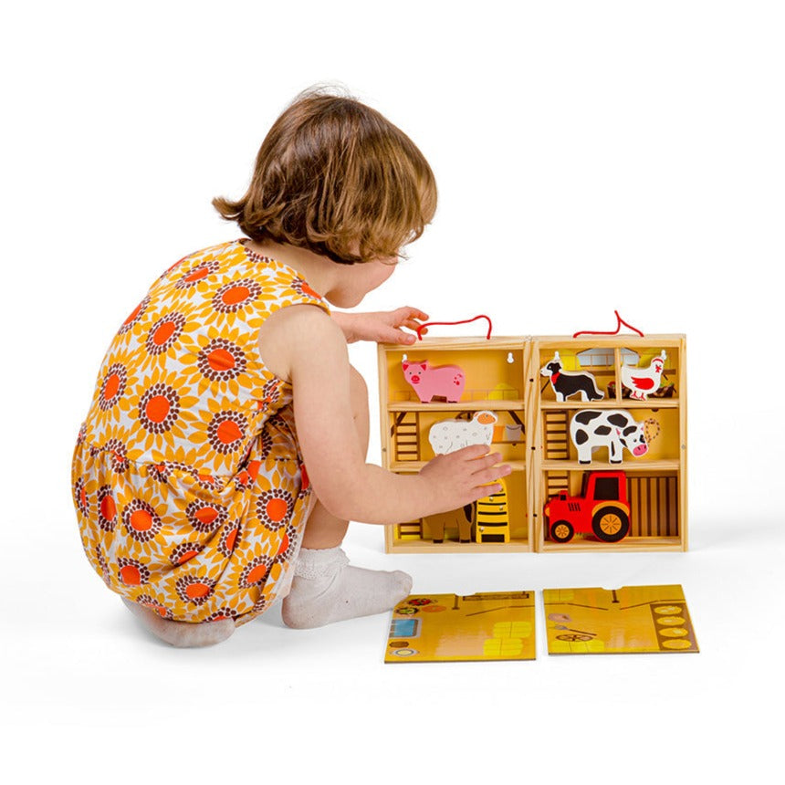 Bigjigs Wooden Farm Animal Playbox