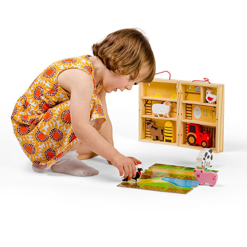Bigjigs Wooden Farm Animal Playbox