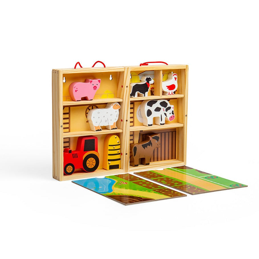 Bigjigs Wooden Farm Animal Playbox