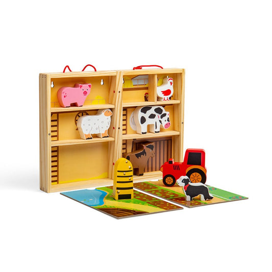 Bigjigs Wooden Farm Animal Playbox