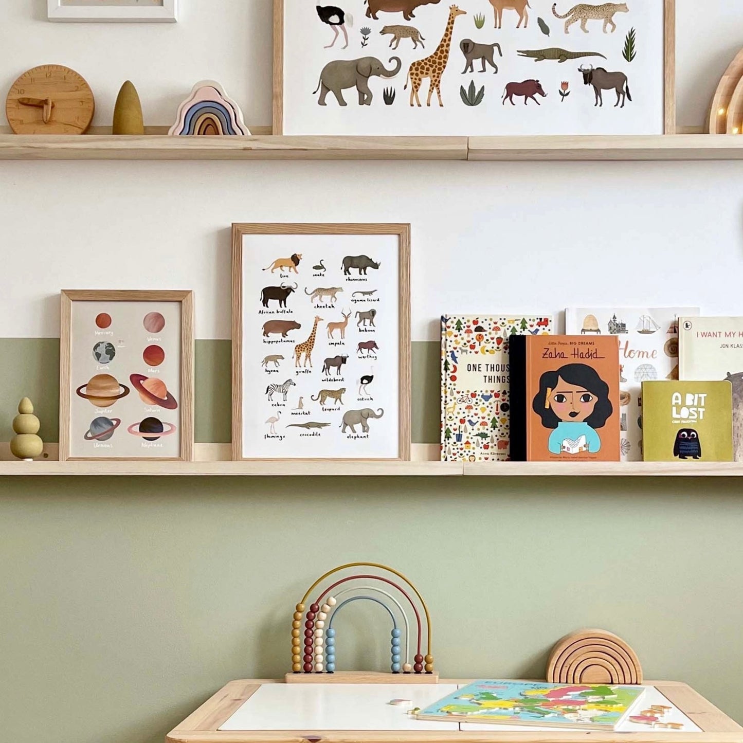 Safari Animal Chart Art Print by Kid of the Village (6 Sizes Available)