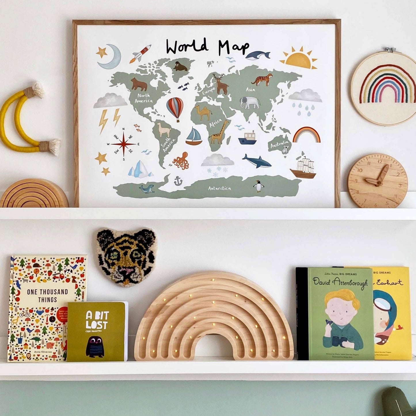 World Map Art Print In White by Kid of the Village (6 Sizes Available)