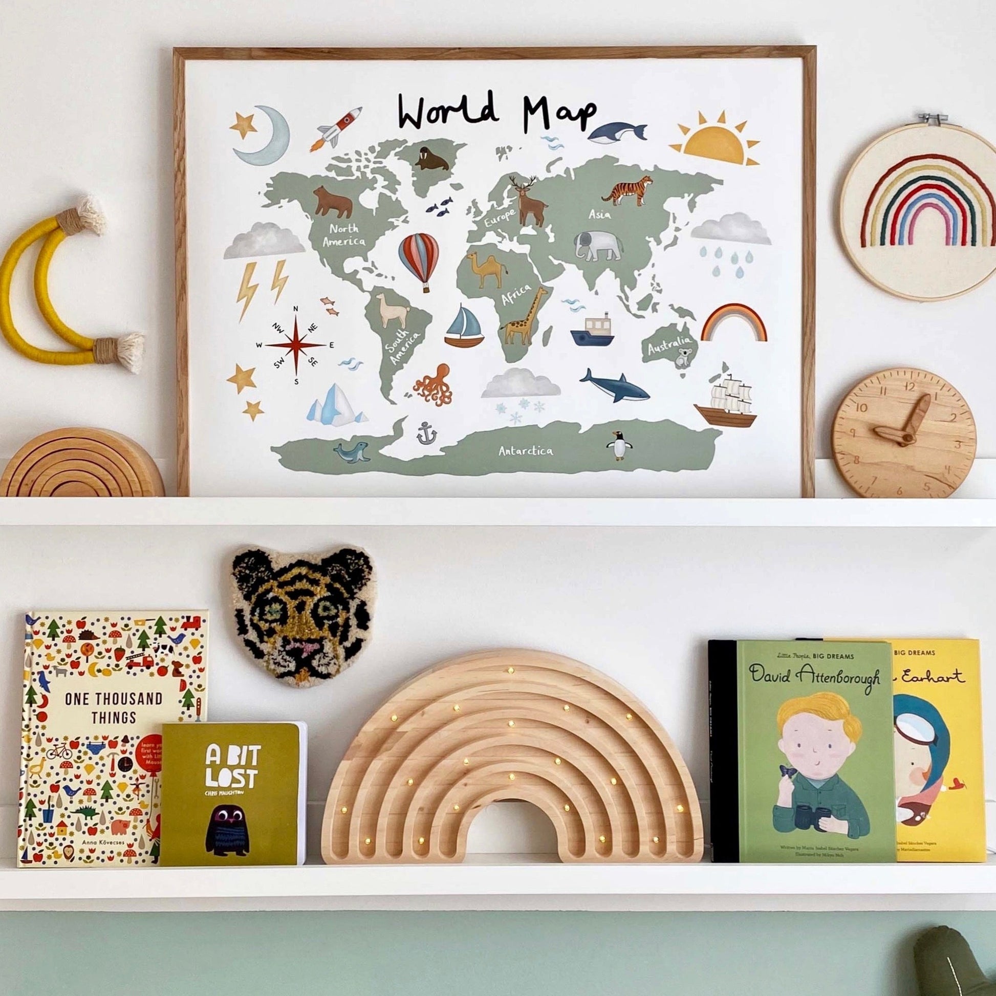 World Map Art Print In White by Kid of the Village (6 Sizes Available)