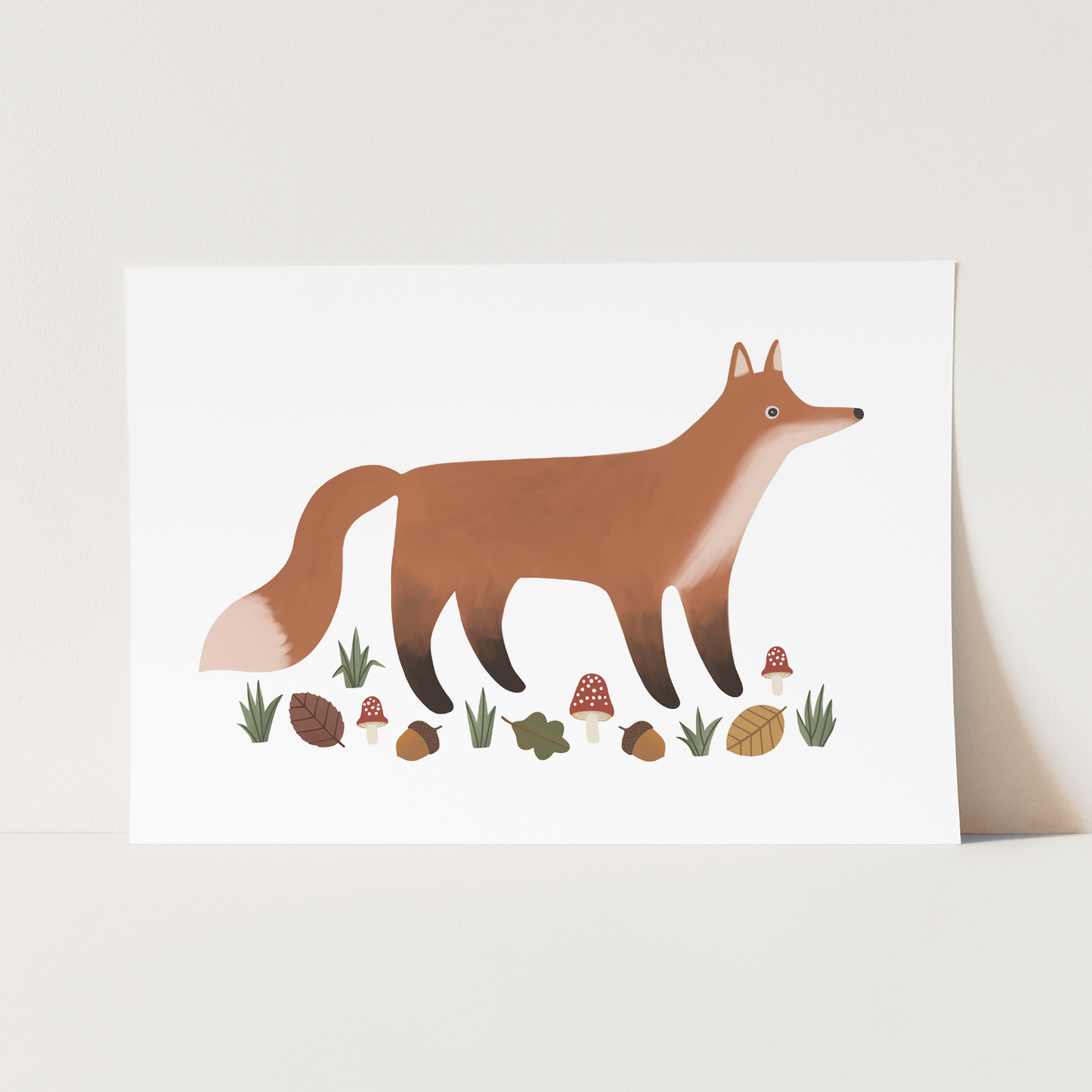 Fox Art Print In White by Kid of the Village (6 Sizes Available)