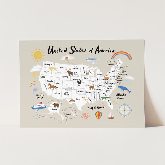 United States Of America Art Print In Stone by Kid of the Village (6 Sizes Available)
