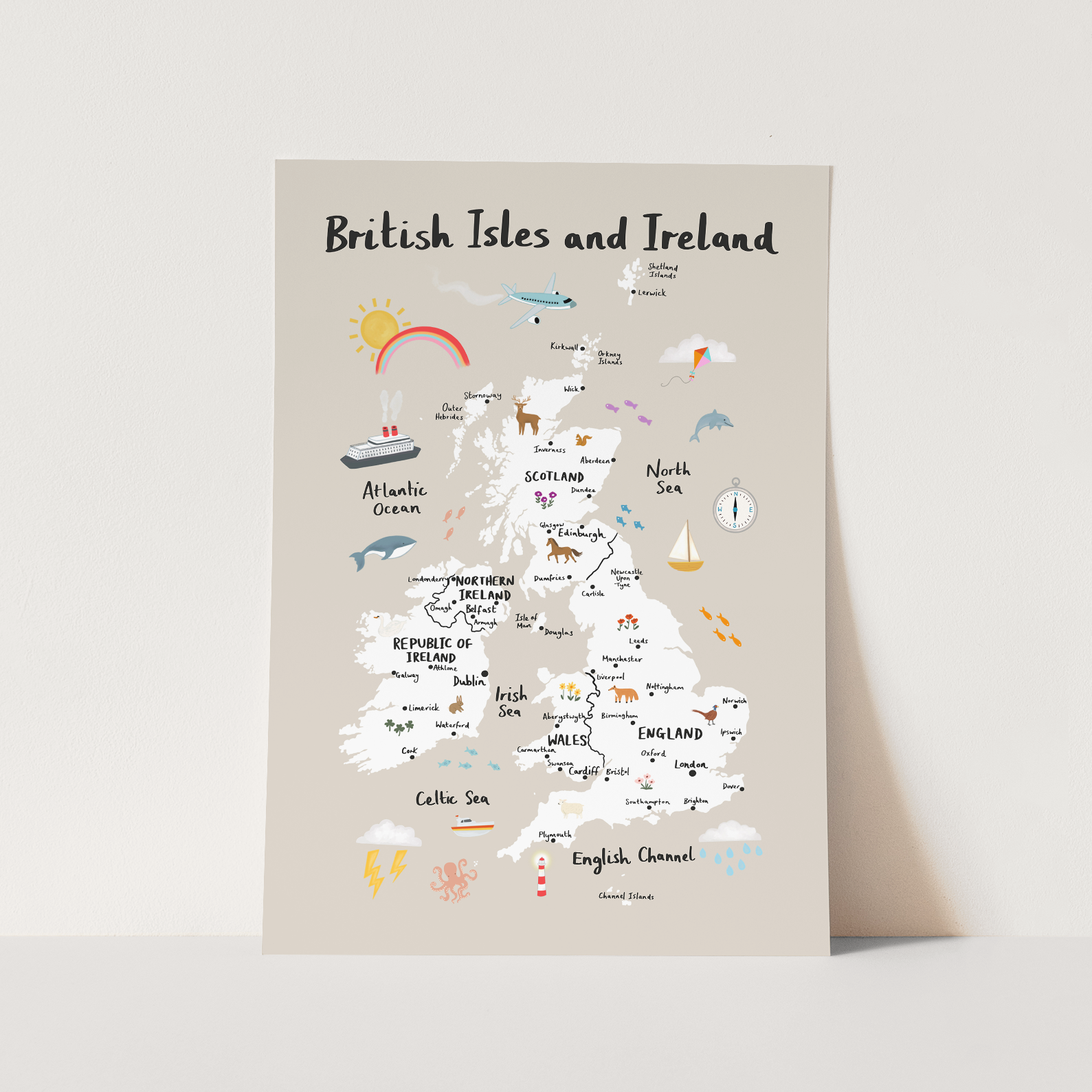 British Isles & Ireland Art Print In Stone by Kid of the Village (6 Sizes Available)