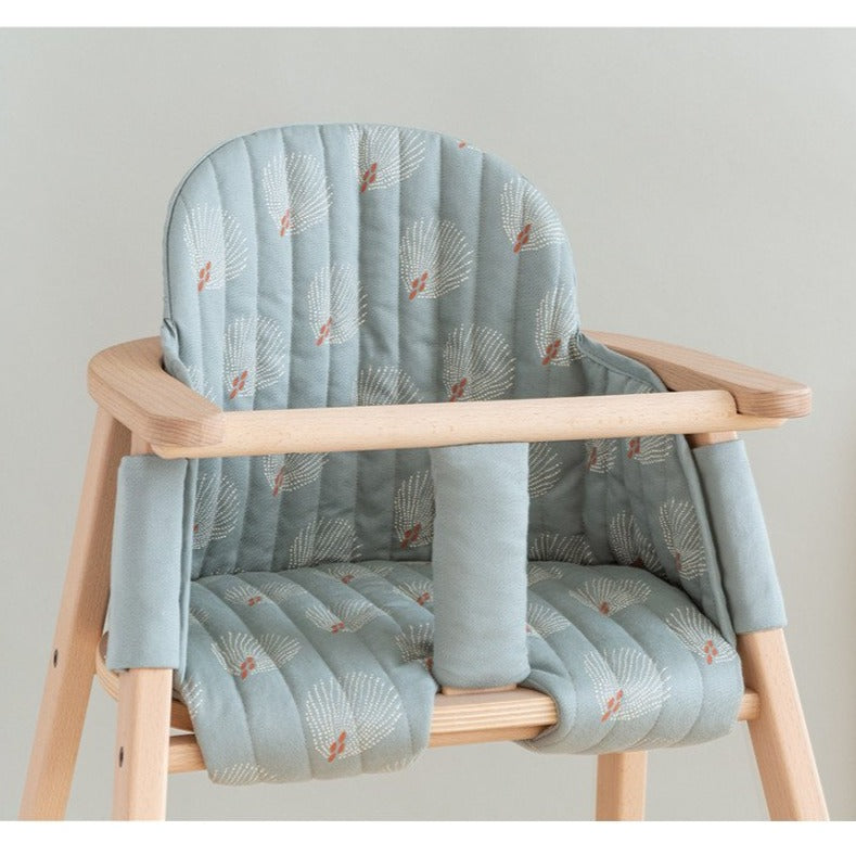 Nobodinoz Growing Green High Chair Cushion - White Gatsby/Antique Green