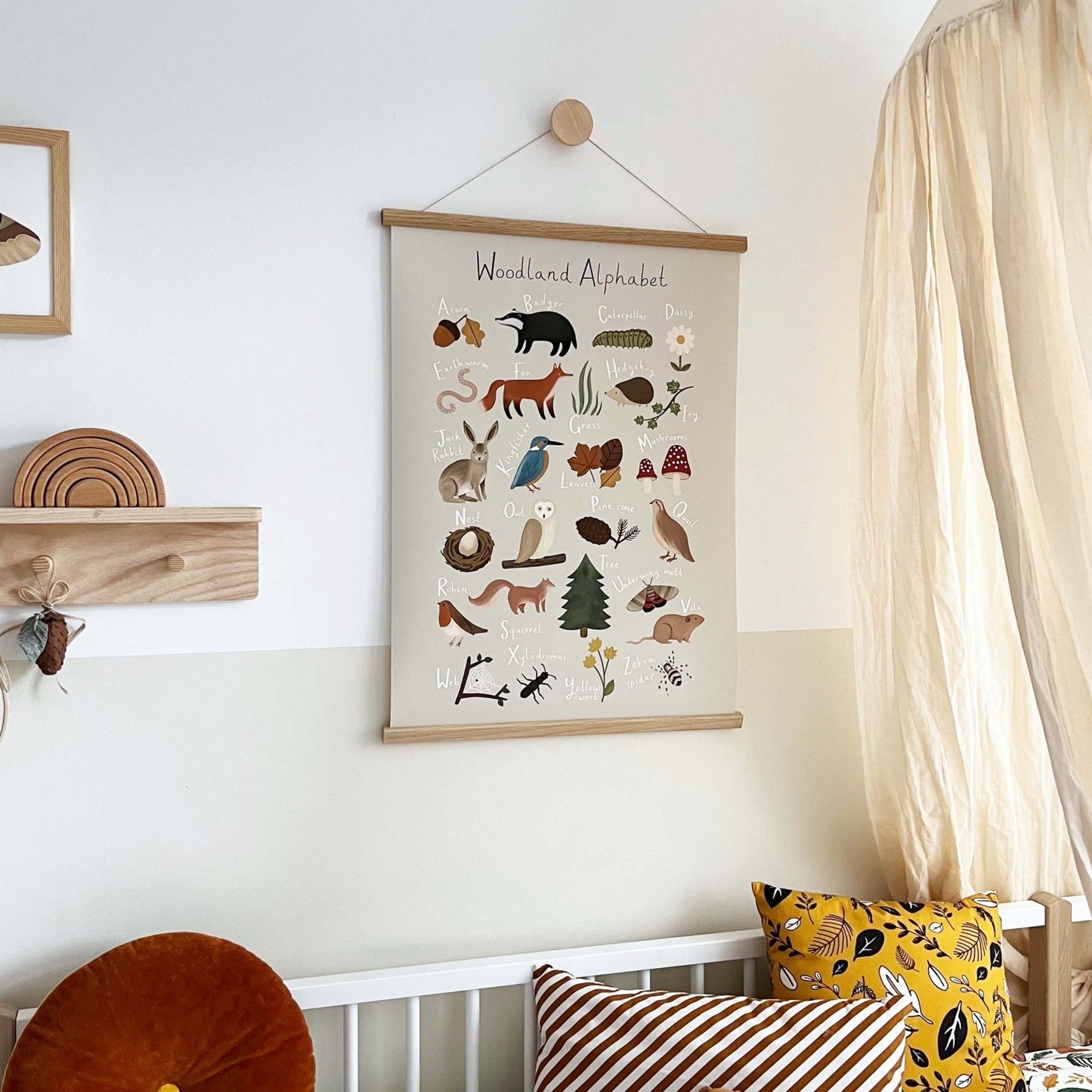 Woodland Alphabet Art Print In Stone by Kid of the Village (6 Sizes Available)